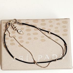 Silpada “Double the Fun” Leather and Sterling Bead Bracelet